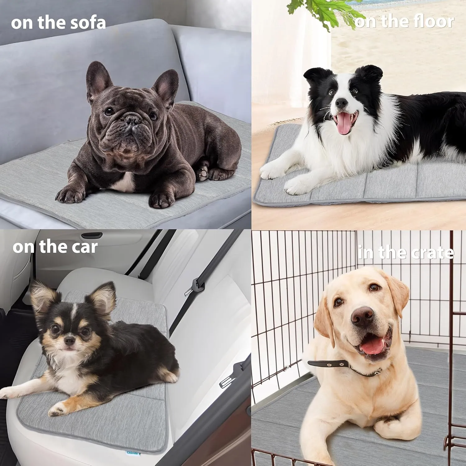 Chicute Dog Cooling Mat for Large Dogs - 47x29 Orthopedic Memory Foam Pet Pad for Summer, QMAX>0.5, Washable Premium Comfort Crate Pad for Your Furry Companion, Grey