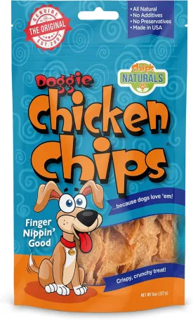 Chip's Naturals Doggie Chicken Chips Medium 8oz oz All Natural High Protein Low Calorie Healthy Dog Treats, Grain Free Gluten Free USDA Inspected & Approved Chicken Treat for Dogs, Pet Supplies