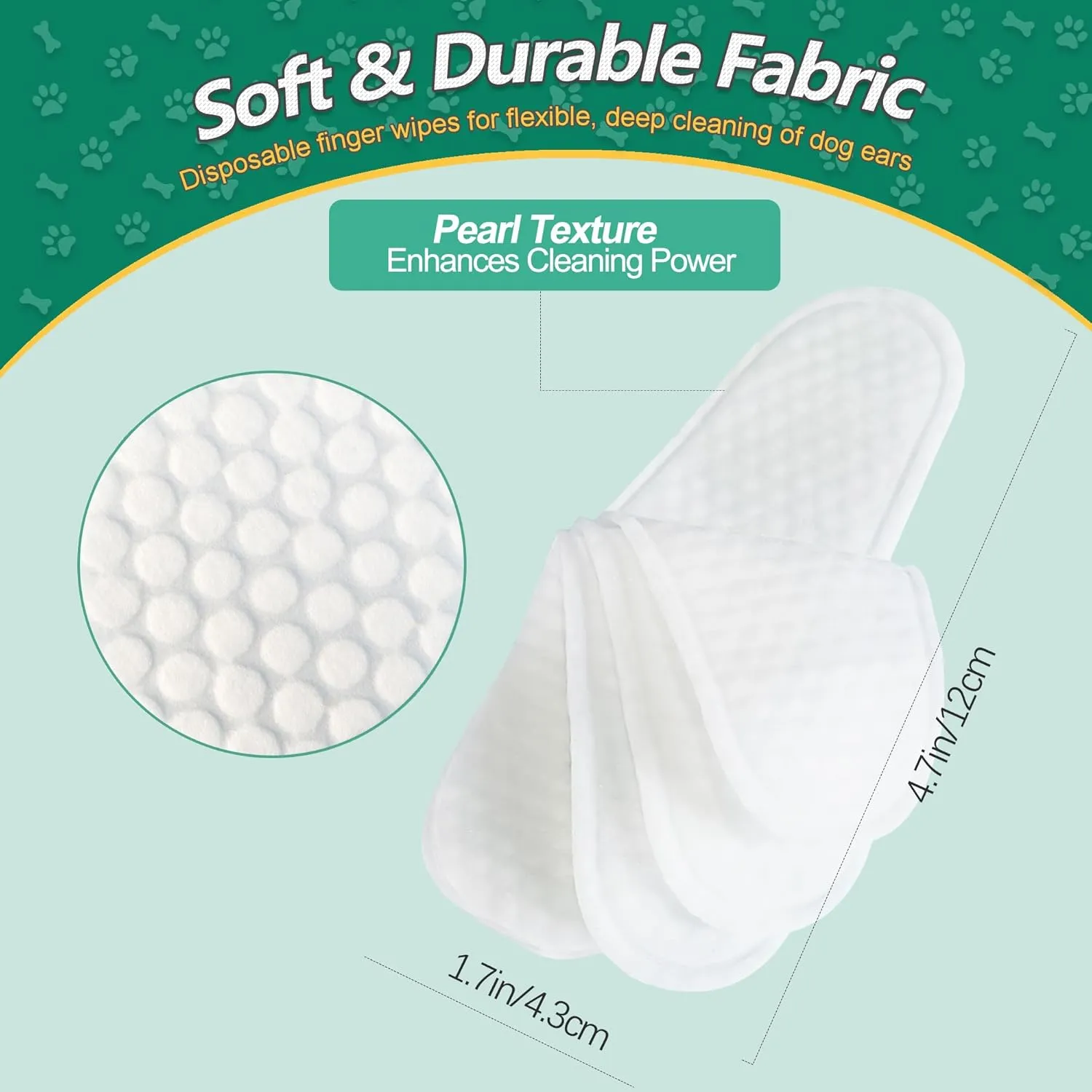 Cleaning Wipes Finger for Teeth and Ear - 120 Count Cleaner Finger Wipes For Dog and Cat, Dental Ear Care Wipes, Hypoallergenic Dog Wipes to Remove Plaque Tartar, Relieve Ear Itching and Inflammation