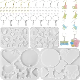 Craftdady 2 pcs Pet Theme Resin Jewelry Mold Cat Dog Bone Epoxy Mold Pendant Casting Mold Animal Keychain Silicone Mold for Pet ID Tags Jewelry Making Pendant Necklace Earrings DIY Handmade Crafts