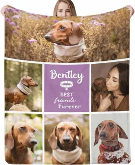 Custom Dog Photo Blanket - Personalized Picture Blankets for Pets Dog Lover - Customized Gifts Using My Own Photos - Fleece Flannel Plush Microfiber Blanket for Couch Bed Sofa (6 Photos Collage)