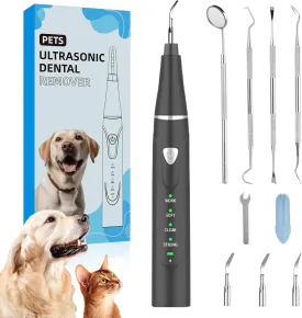 Dental Plaque Remover ToolDog Teeth Cleaning KitDental Scraper for Tartar and Plaque 3 Cleaning Moder USB Charge Teeth Cleaning Tools with LED Light(Black 01)