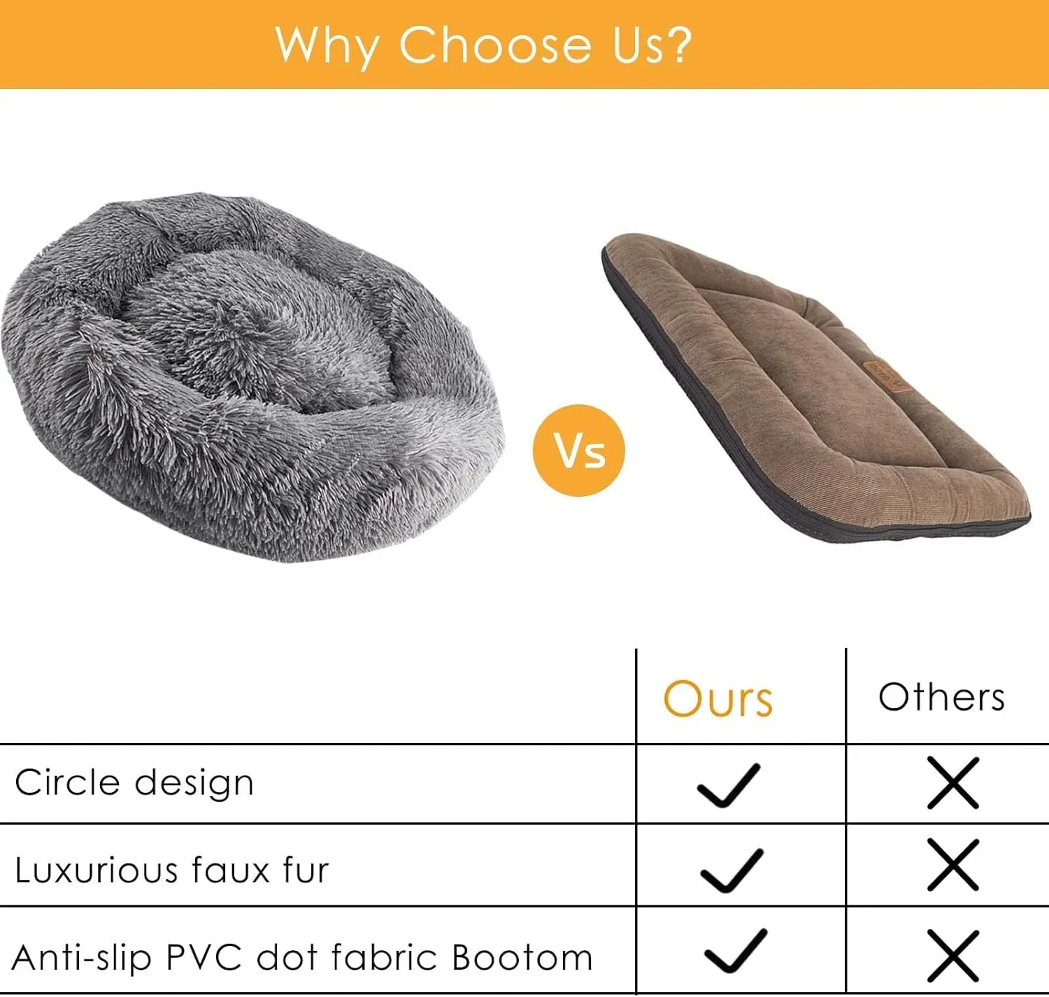 Dhohoo Calming Dog Cat Bed Anti-Anxiety Donut Cuddler Warming Cozy Soft Round Bed Washable Fluffy Faux Fur Plush Cushion Bed for Dogs and Cats Removable Pad (Grey, 20 * 20 in)