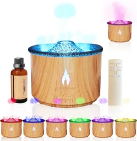 Diffusers For Home 360ML,Volcano Diffuser/Humidifier,Volcano and Flame 2 Air Mist,Essential oil diffuser with 7 Colorful Light Change,Included 50ML Hotel Collection diffuser Oil For Largeroom, Bedroom
