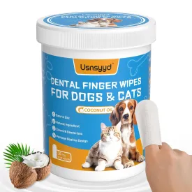 Dog & Cat Teeth Cleaning Wipes, Reduces Plaque & Freshing Breath,Canine Finger Toothbrush, Disposal Gentle Cleaning & Gum Care Pet Wipes, 1.54" Wide,Unscented Flavor,50Pcs