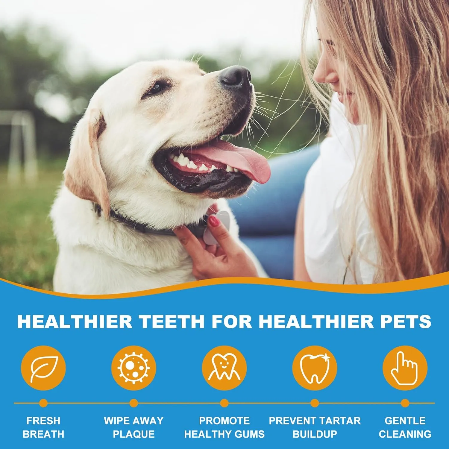Dog & Cat Teeth Cleaning Wipes, Reduces Plaque & Freshing Breath,Canine Finger Toothbrush, Disposal Gentle Cleaning & Gum Care Pet Wipes, Widen 1.77",Mint Flavor,50Pcs