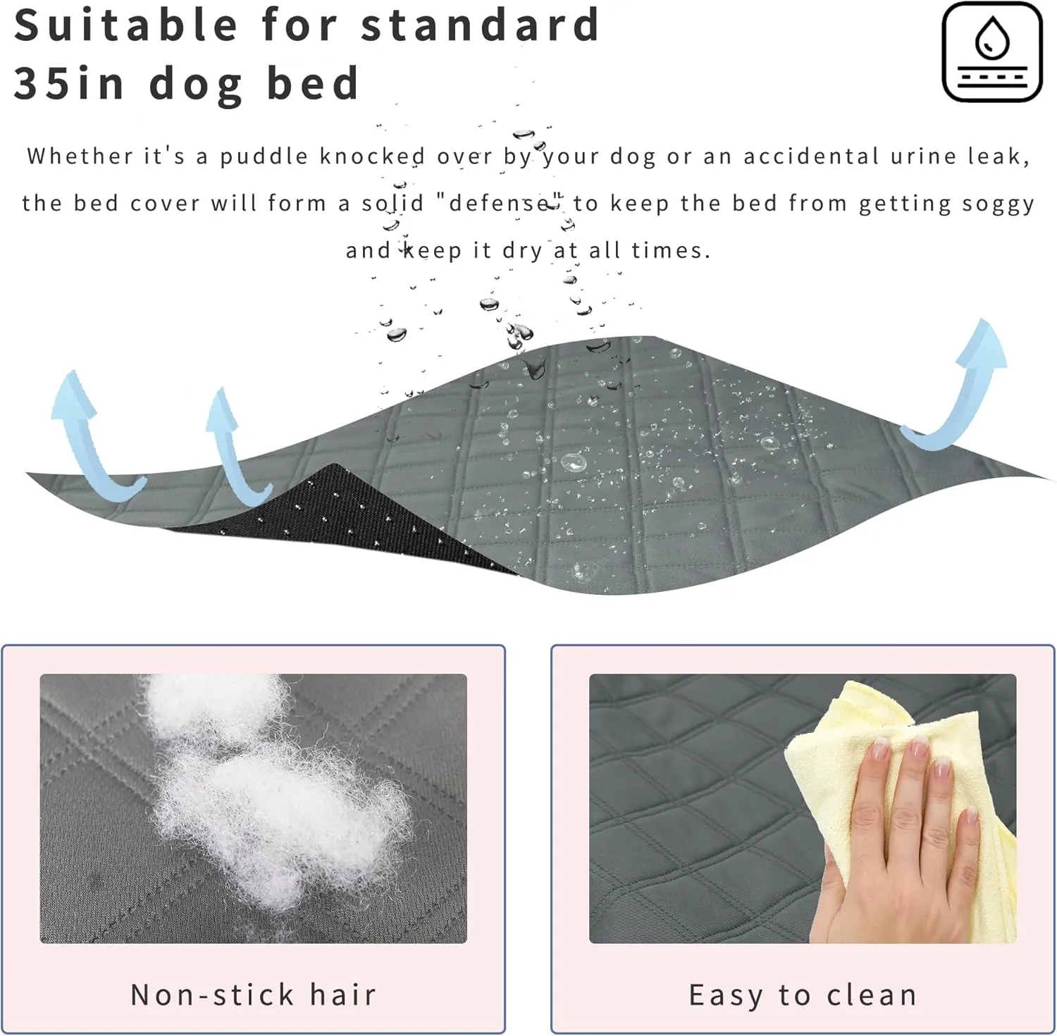 Dog Bed Cover 35x22 Waterproof Washable Pet Bed Cover Replacement Sofa Couch Furniture Protector Reusable