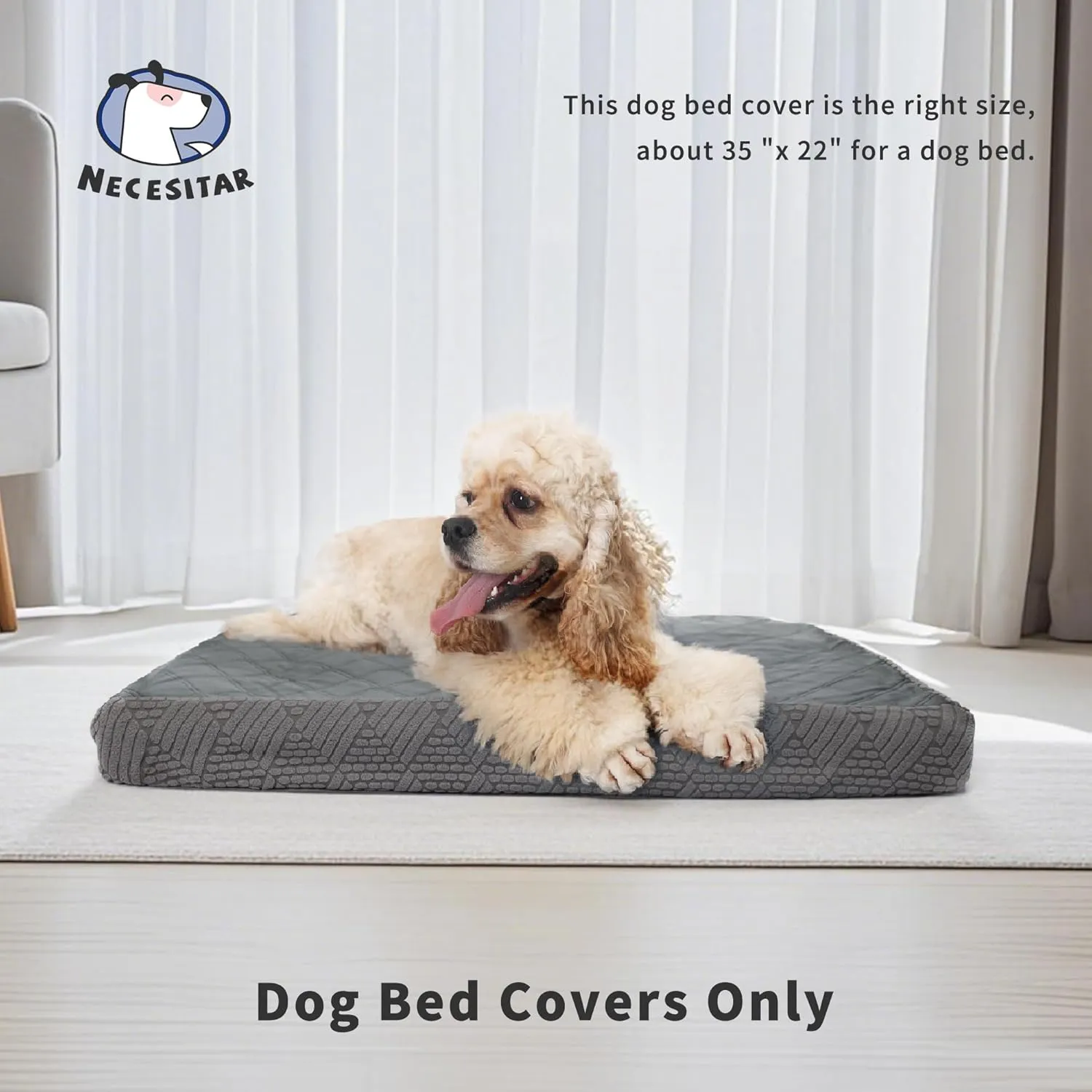 Dog Bed Cover 35x22 Waterproof Washable Pet Bed Cover Replacement Sofa Couch Furniture Protector Reusable