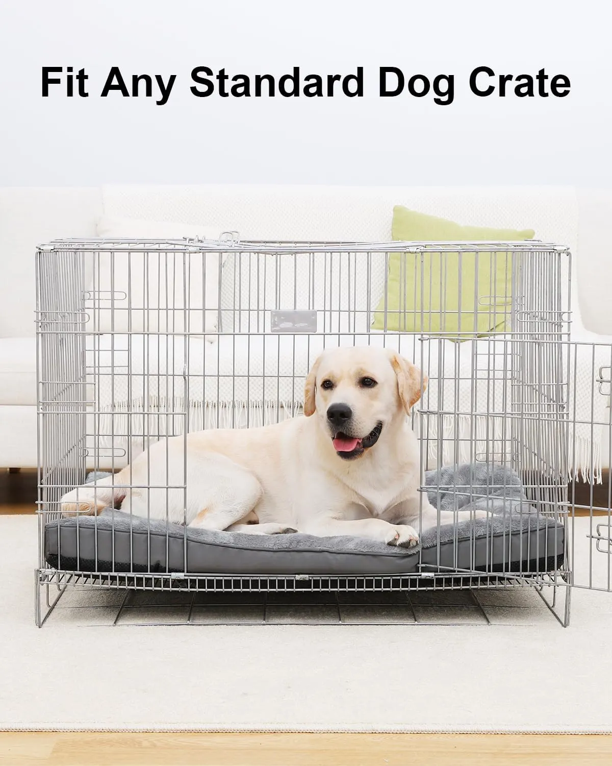 Dog Bed for Crate Washable Plush Dog Bed Kennel Pad Pet Sleeping Mat with Anti-Slip Bottom,41x27 Inch, Grey