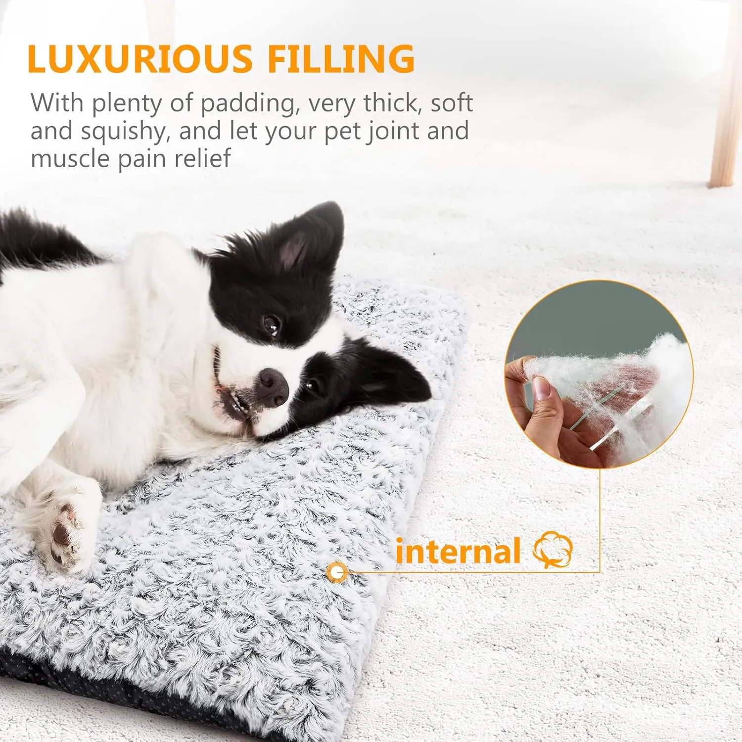 Dog Bed Kennel Pad Washable Anti-Slip Crate Mat for Large Dogs and Cats (36-inch)
