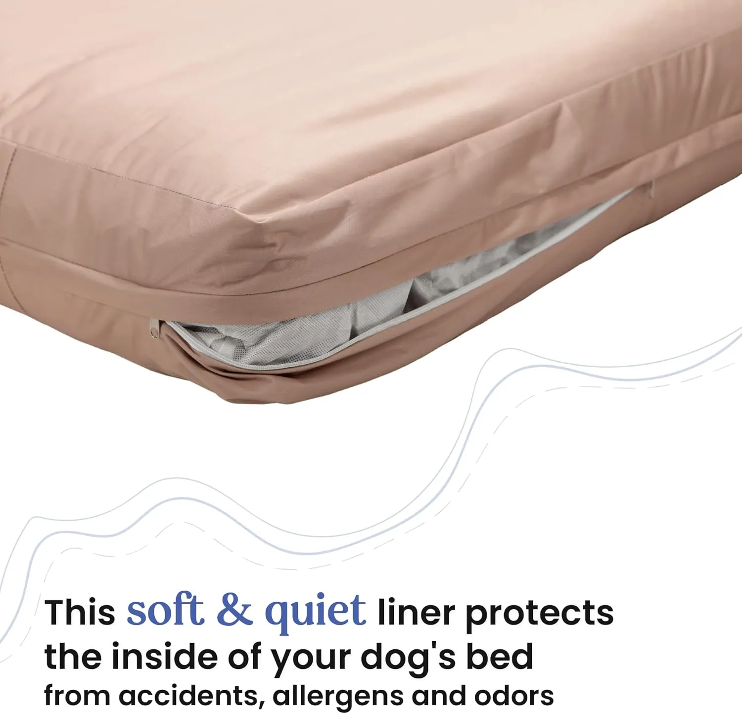 Dog Bed Liner - USA Based - Premium Durable Waterproof Heavy Duty Machine Washable Material with Zipper Opening - 2 Year Warranty - Large - Tan