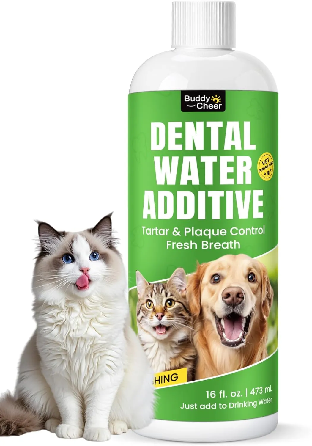 Dog Breath Freshener  Enzymatic Dog Dental Water Additive for Teeth Claning  Freshens Breath & Reduces Tartar  Easy Dog Mouthwash Cleaner for Teeth & Gums  No Brushing Needed, Uncented, 16oz