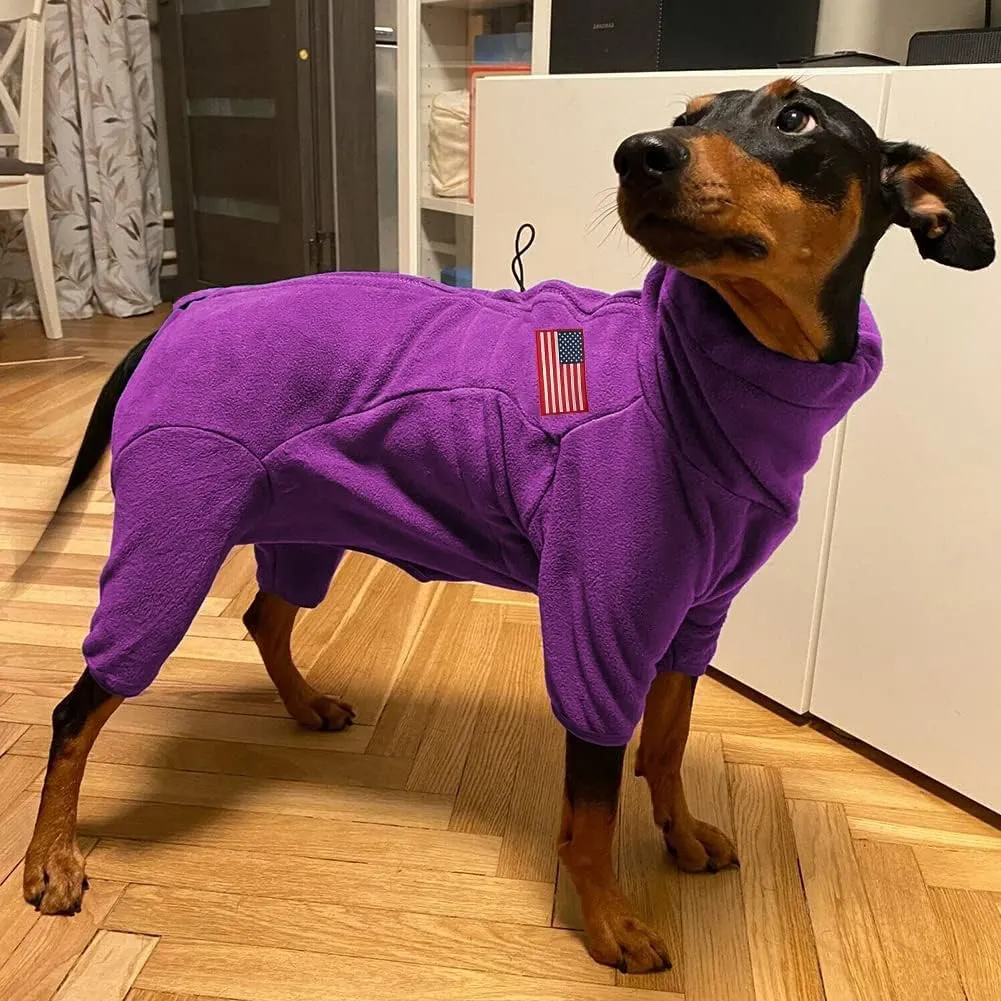 Dog Coat Jackets Polar Fleece Pet Windproof Sweater Apparel Warm Padded Winter Coats for Small Medium Large Dogs Puppy Clothes Purple L