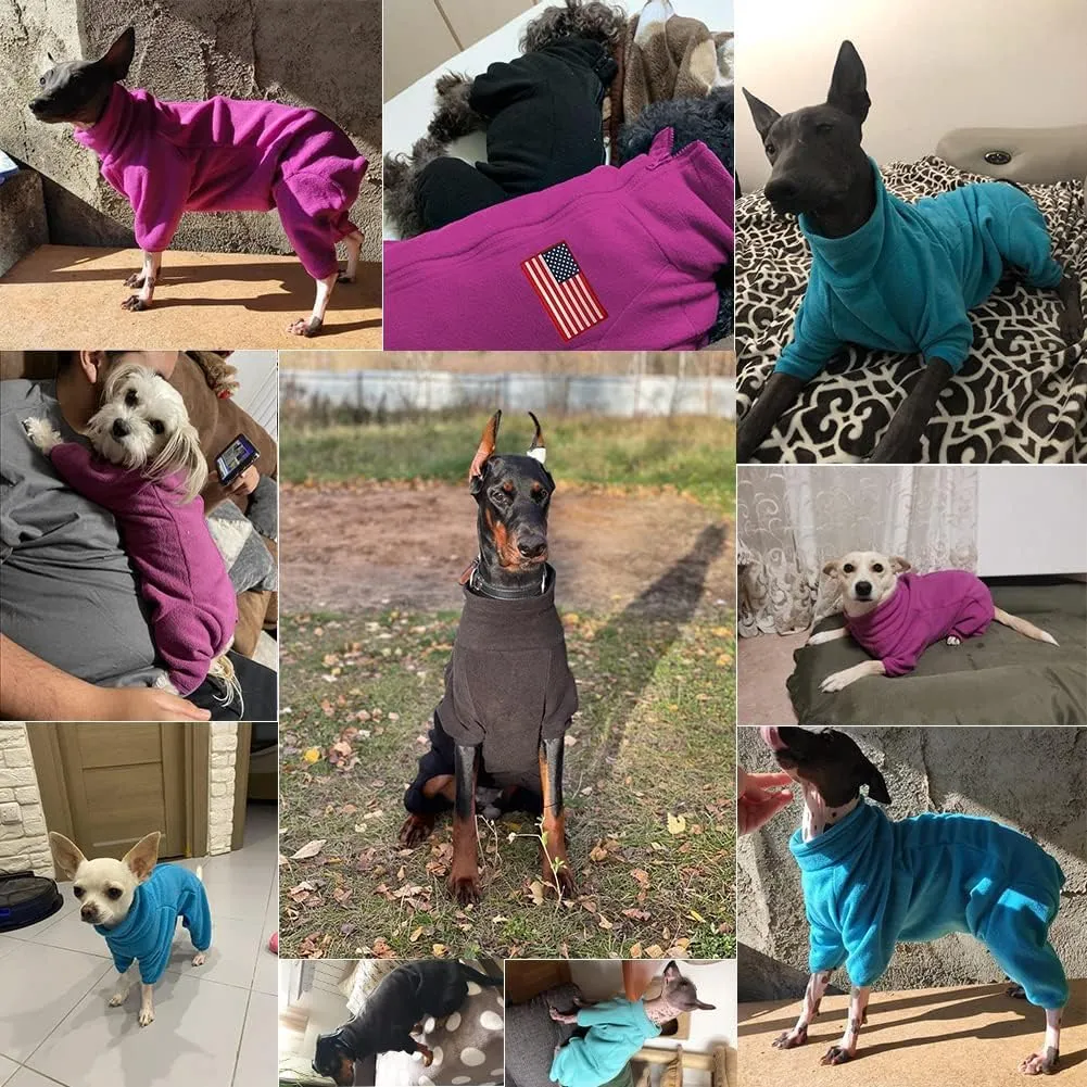 Dog Coat Jackets Polar Fleece Pet Windproof Sweater Apparel Warm Padded Winter Coats for Small Medium Large Dogs Puppy Clothes Purple L