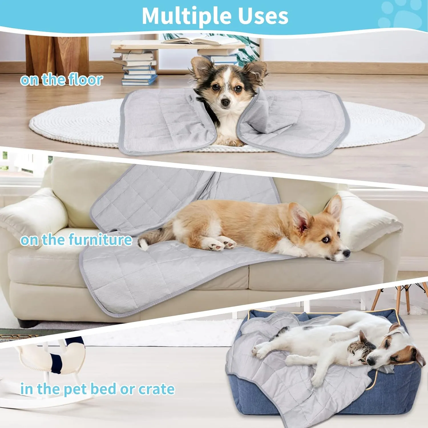 Dog Cooling Blanket, 0.4 Q-MAX Cooling Blanket For Large Dogs Washable, Cool To Touch Dog Blankets For Bed Cover, Soft Lightweight Cooling Dog Blanket Help Your Pet Sleep Well In Summer (30"40"/Grey)