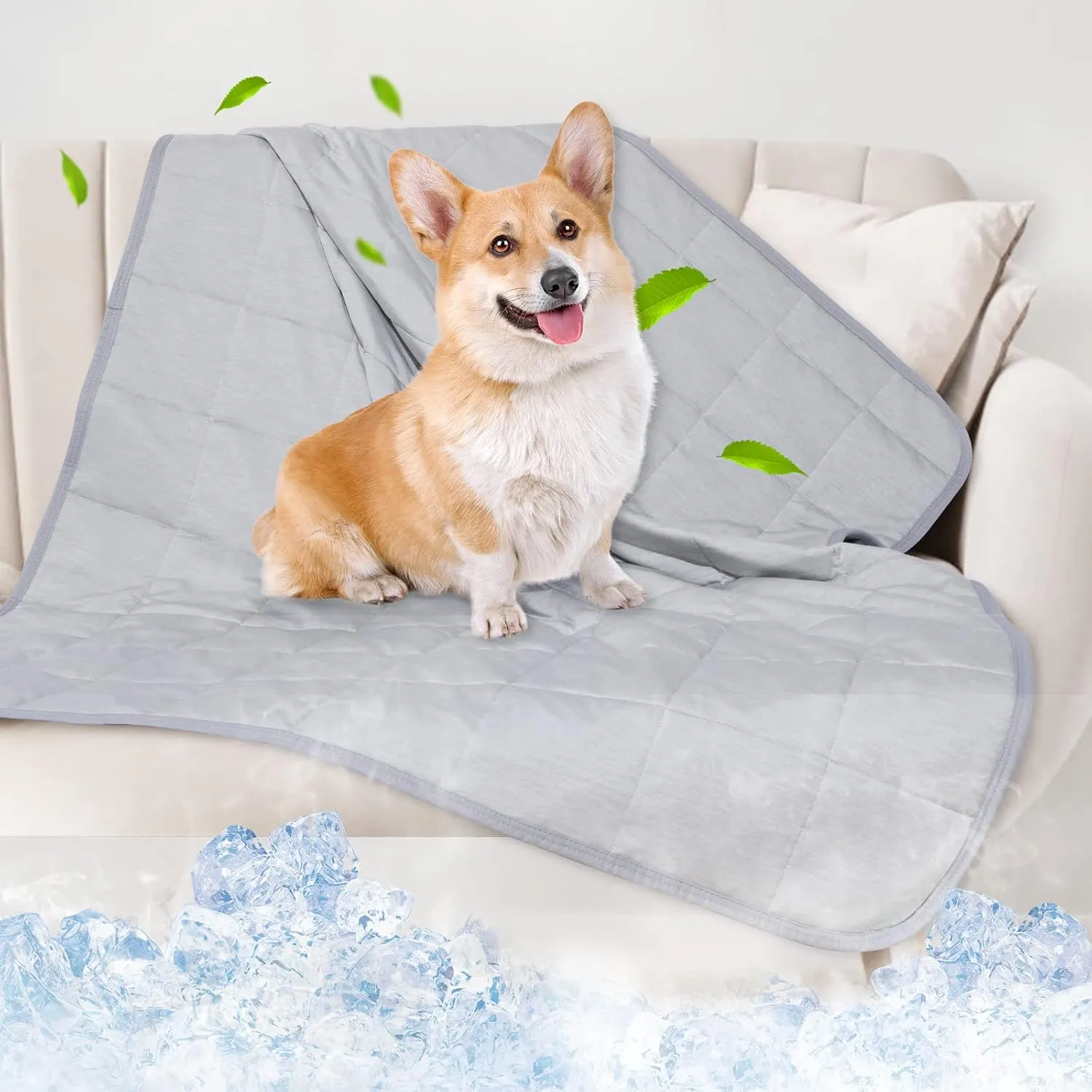 Dog Cooling Blanket, 0.4 Q-MAX Cooling Blanket For Large Dogs Washable, Cool To Touch Dog Blankets For Bed Cover, Soft Lightweight Cooling Dog Blanket Help Your Pet Sleep Well In Summer (30"40"/Grey)