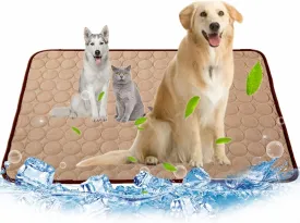 Dog Cooling Mat for Extra Large Dogs - Pet Blanket for Kennels, Crates, Cars, Indoor & Outdoor Use - Ice Silk Pad (Brown, XL 40 * 28")