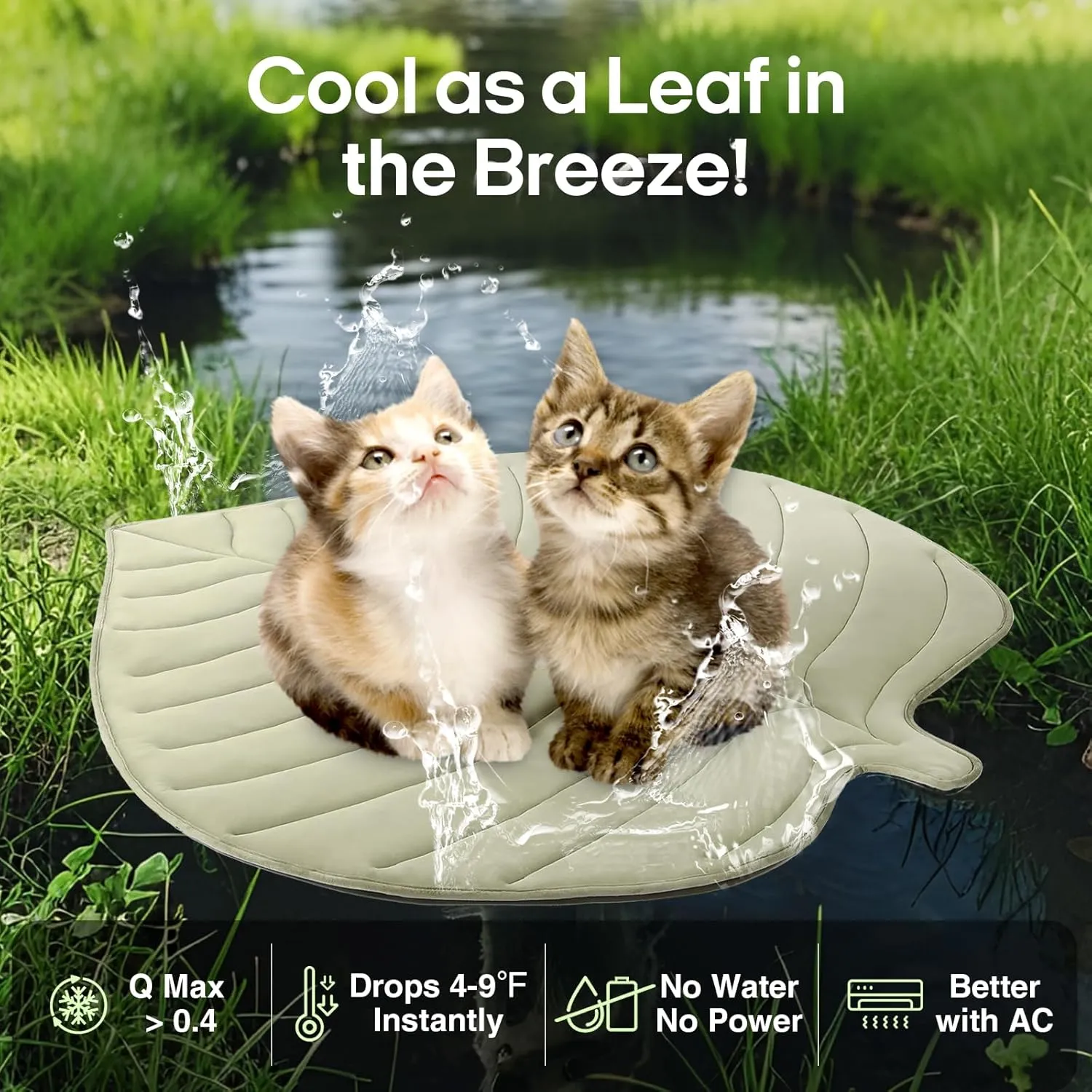 Dog Cooling Mat - Large Leaf Shaped, Washable, Non-Slip, Summer Pad for Dogs and Cats, Durable Cotton, Lightweight