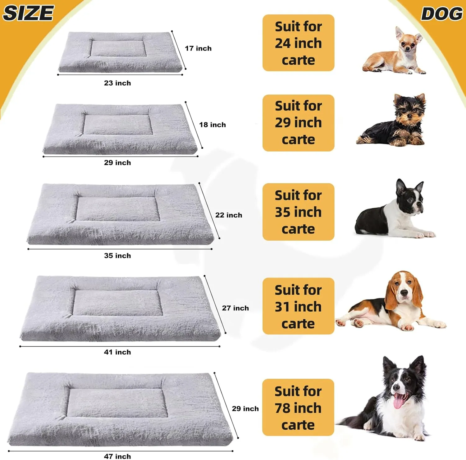 Dog Crate Bed Pad Mat for Medium/Large Sized Dog Washable, with Non Skid Bottom Kennel Cage Pad Mat Light Grey 36 Inch