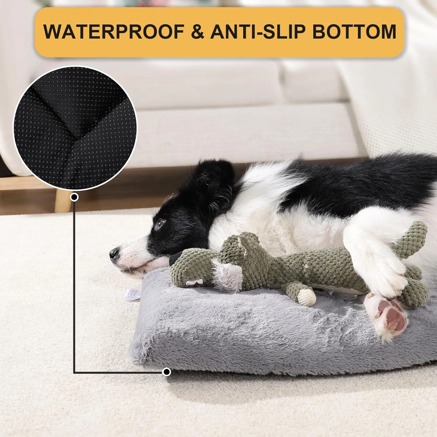 Dog Crate Bed Pad Mat for Medium/Large Sized Dog Washable, with Non Skid Bottom Kennel Cage Pad Mat Light Grey 36 Inch