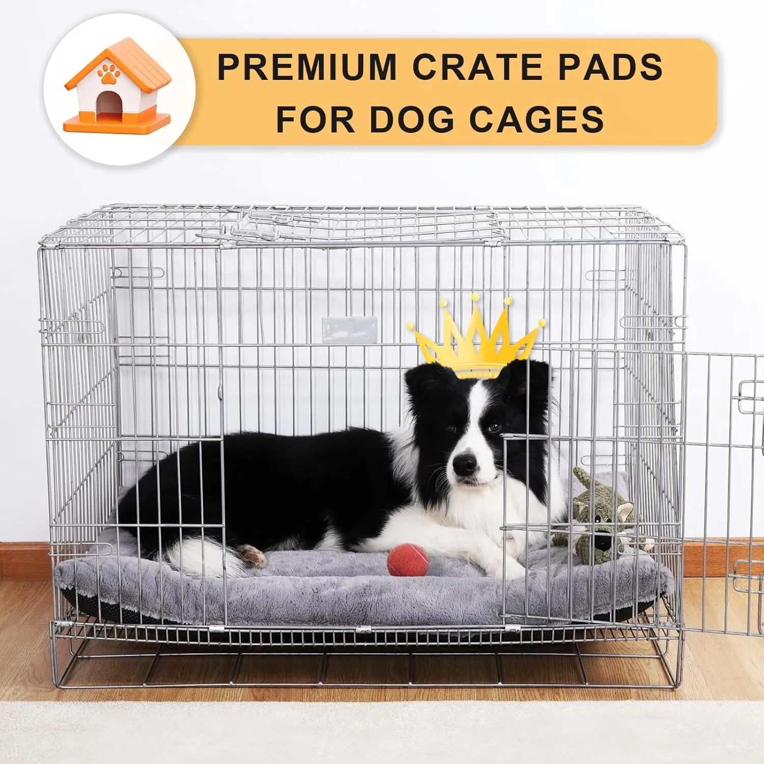 Dog Crate Bed Pad Mat for Medium/Large Sized Dog Washable, with Non Skid Bottom Kennel Cage Pad Mat Light Grey 36 Inch