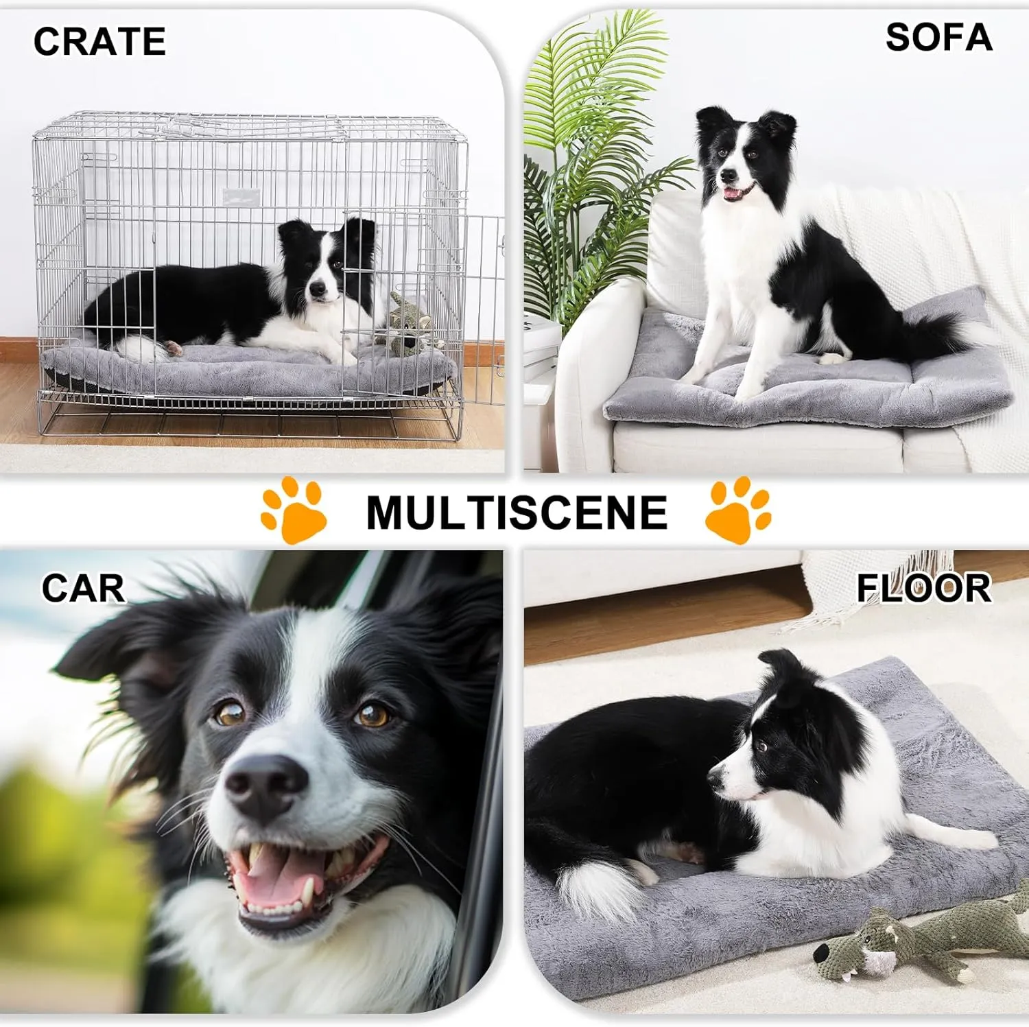 Dog Crate Bed Pad Mat for Medium/Large Sized Dog Washable, with Non Skid Bottom Kennel Cage Pad Mat Light Grey 36 Inch