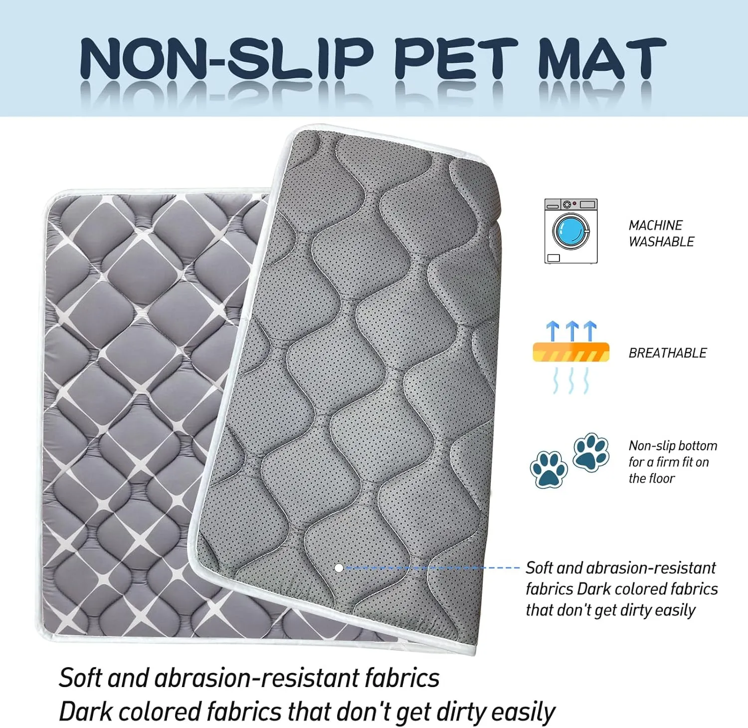 Dog Crate Mat, Ultra Soft Dog Bed Mat for Sleeping with Anti-Slip Bottom, Washable Kennel Pad for Large Medium Small Dogs Breeds with Cute Prints and Dark Colored to Hide Stains (36" X 23")