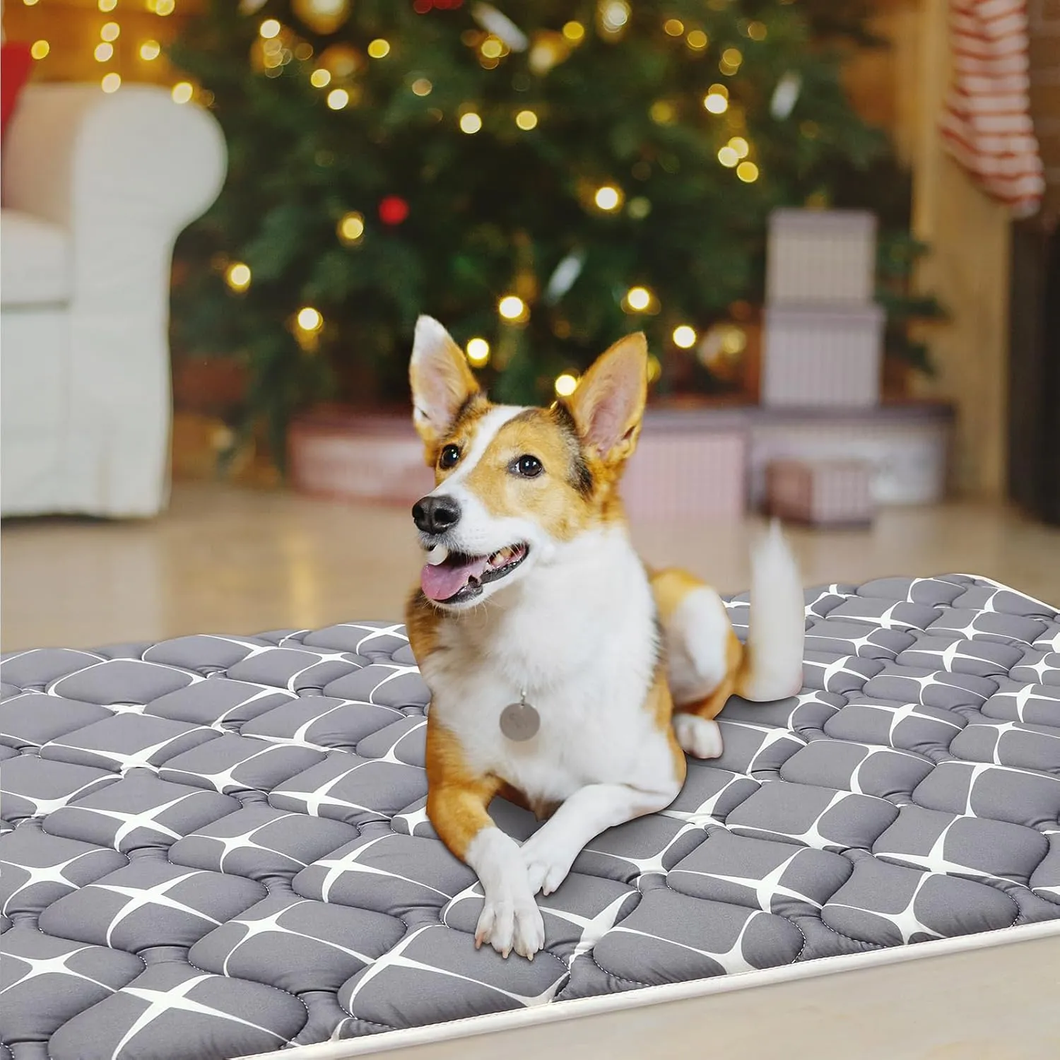Dog Crate Mat, Ultra Soft Dog Bed Mat for Sleeping with Anti-Slip Bottom, Washable Kennel Pad for Large Medium Small Dogs Breeds with Cute Prints and Dark Colored to Hide Stains (36" X 23")