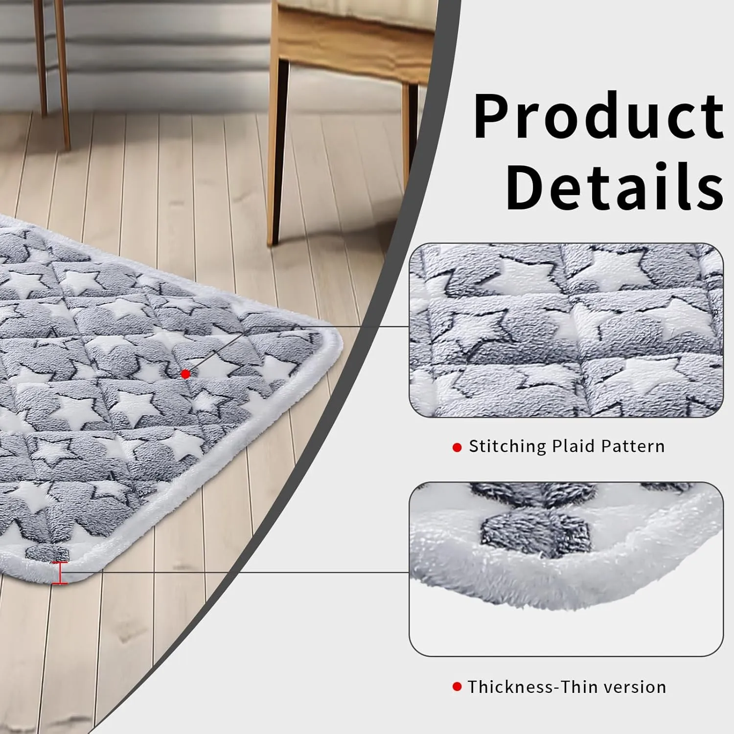 Dog Crate Mats, Soft Reversible Dog Bed Mat, Cat Mat - 36x24 Inch, Short Plush Pet Mat Crate Mat for Medium Dogs, 0.6-inch/1.5cm Thick Thin Dog Mat, Machine Washable Ideal for 36-Inch