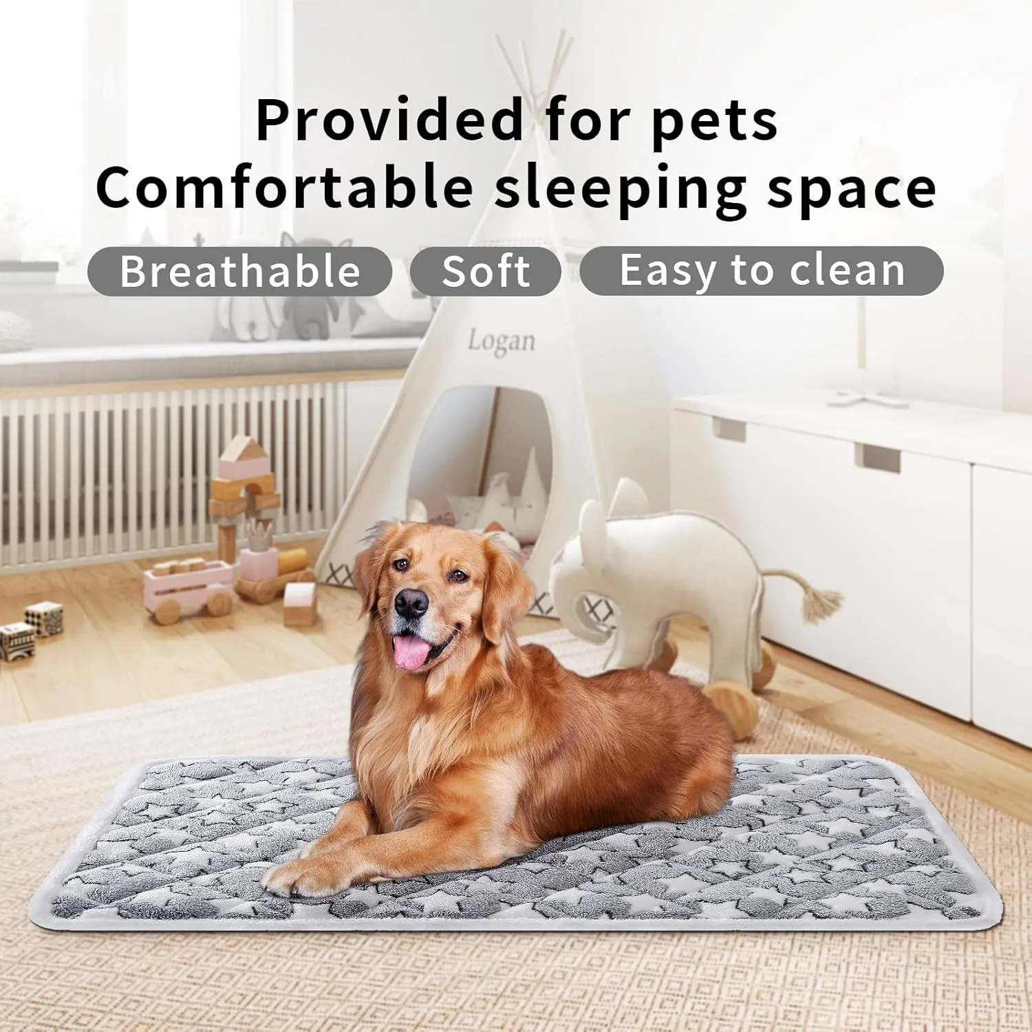 Dog Crate Mats, Soft Reversible Dog Bed Mat, Cat Mat - 36x24 Inch, Short Plush Pet Mat Crate Mat for Medium Dogs, 0.6-inch/1.5cm Thick Thin Dog Mat, Machine Washable Ideal for 36-Inch