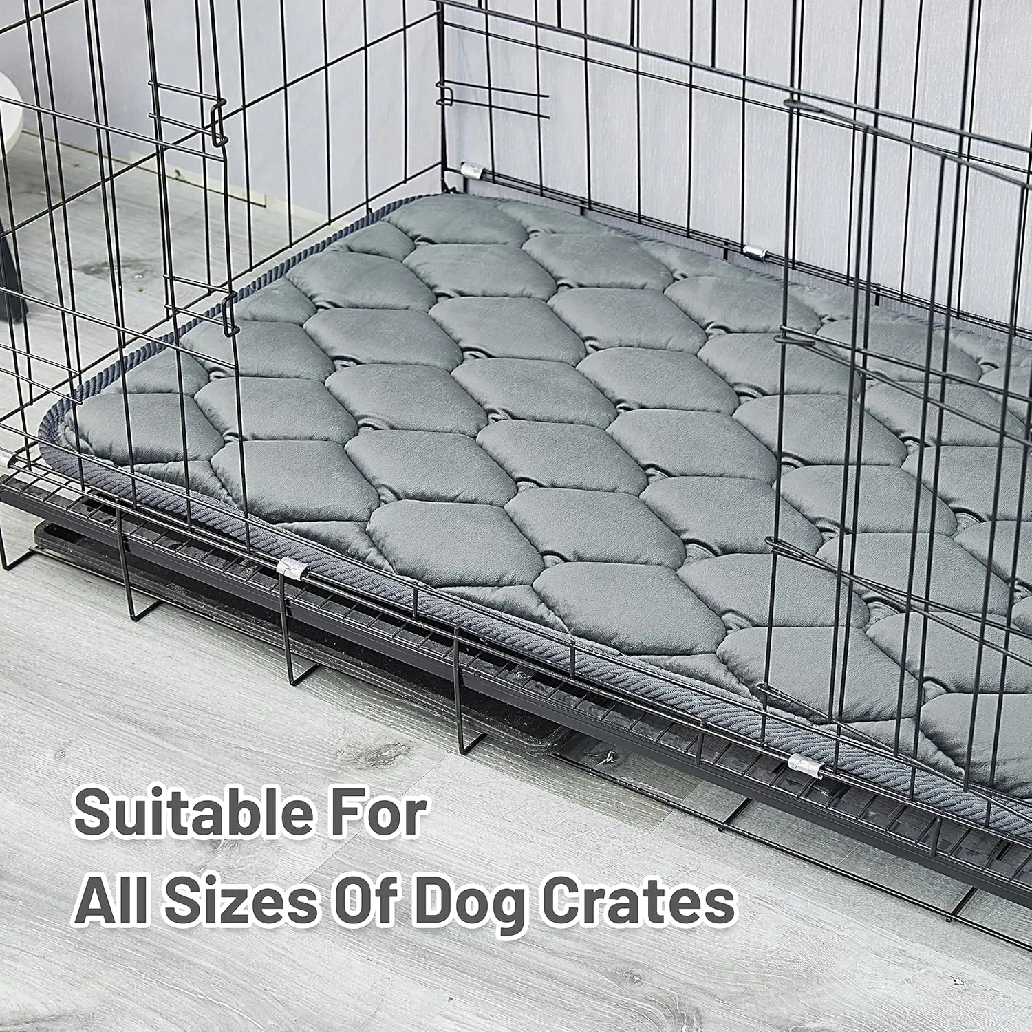 Dog Crate Mats,Soft Kennel Pads Washable with Anti-Slip Bottom,Dog Kennel Pads for Sleeping,Pets Mattress Cat Dog Beds for Large Medium Dogs(35x22,Grey)