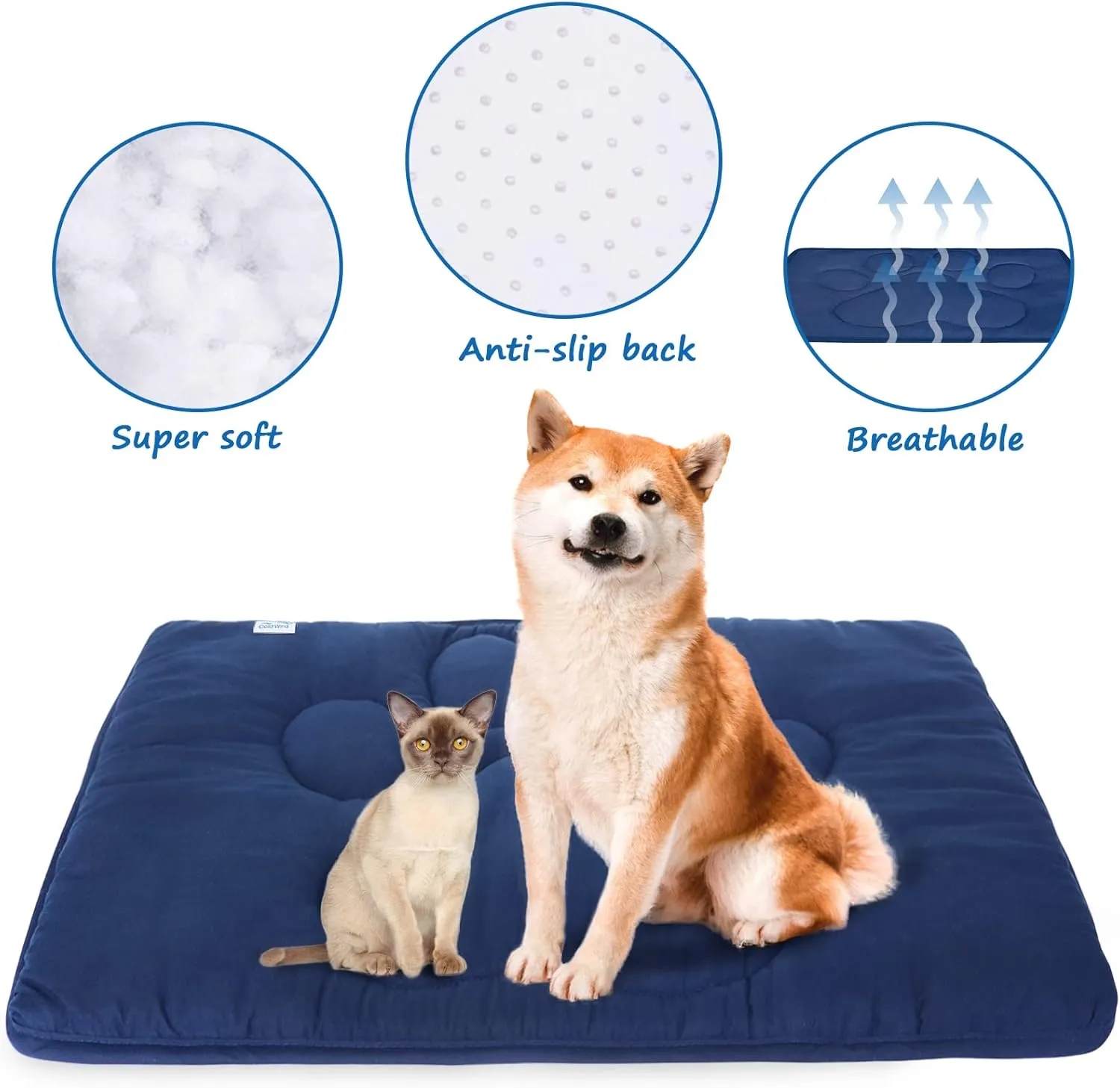 Dog Crate Pad(23"x 36"),Washable Crate Mat with Anti-Slip Bottom, Dog Mats for Sleeping, Breathable Kennel Pad,Dark Colored to Hide Stains, Navy