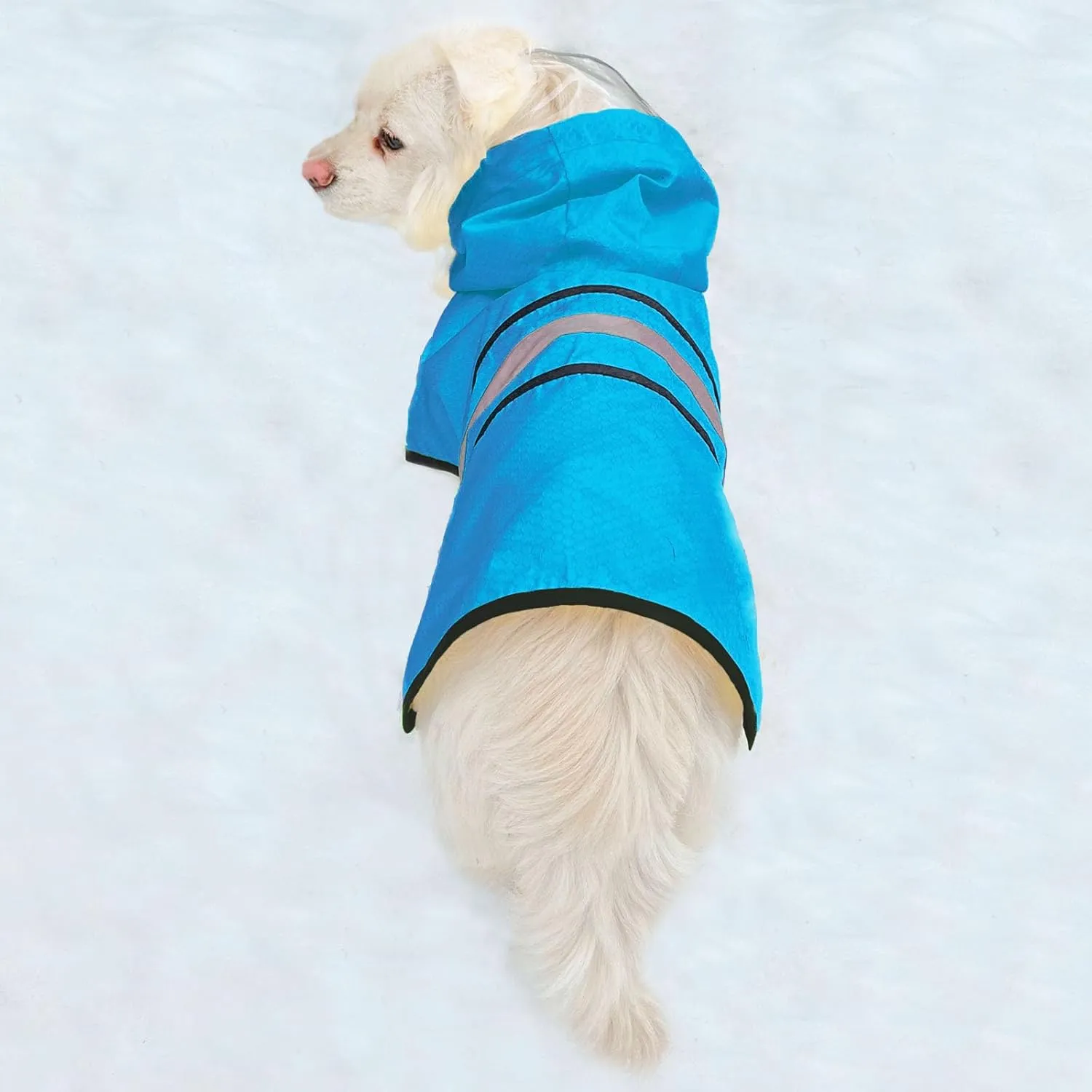 Dog Raincoat Waterproof Reflective Slicker - Lightweight Breathable Hooded Poncho Rain Coat Jacket with Adjustable Belly Strap and Leash Hole for Small Medium Large Dogs (Small, Blue)
