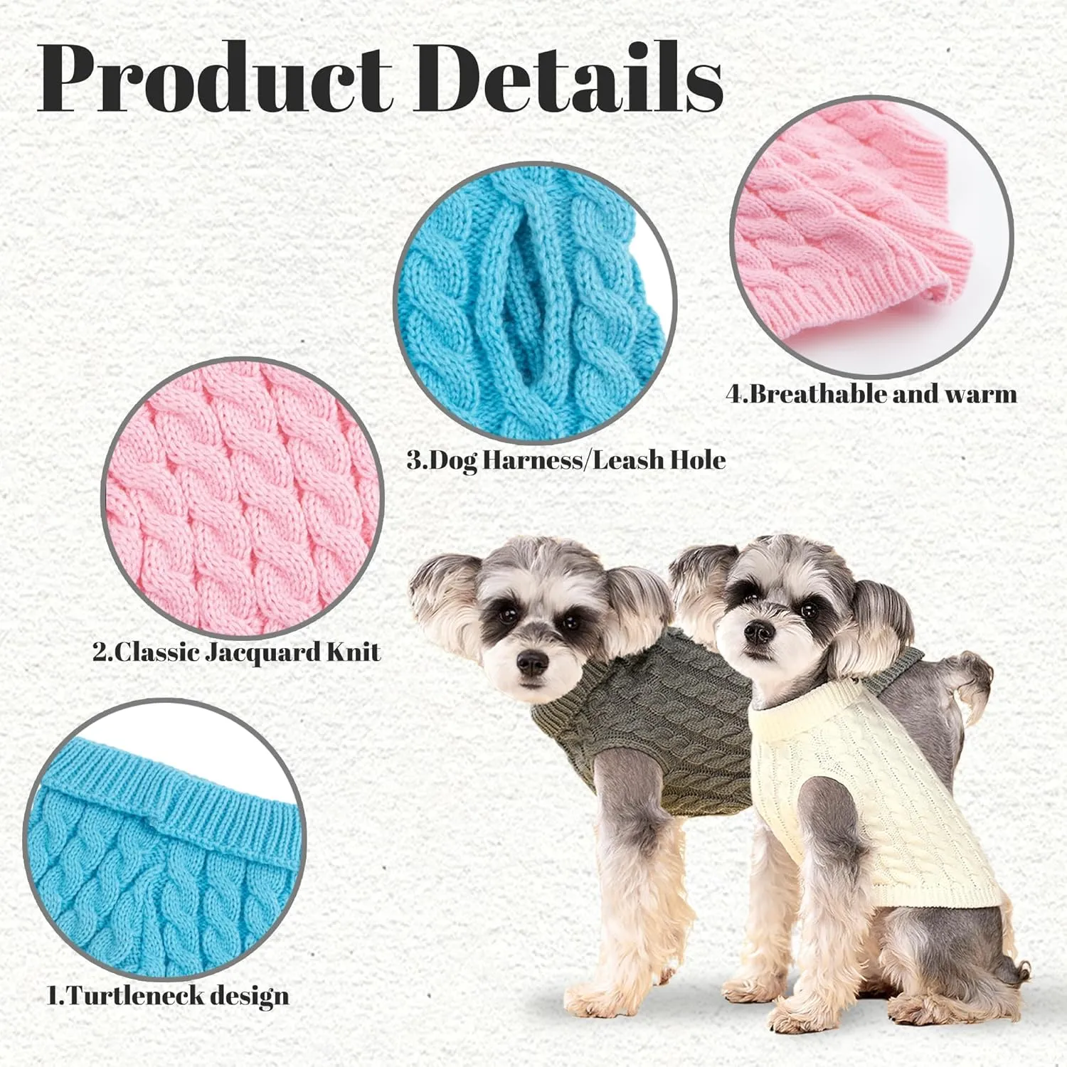 Dog Sweater, Black M Pullover Sweater, Turtleneck Knitwear, Puppy Outfits for Small and Medium Dogs, Warm Clothes for Bulldog, Poodle, Yorkshire etc.