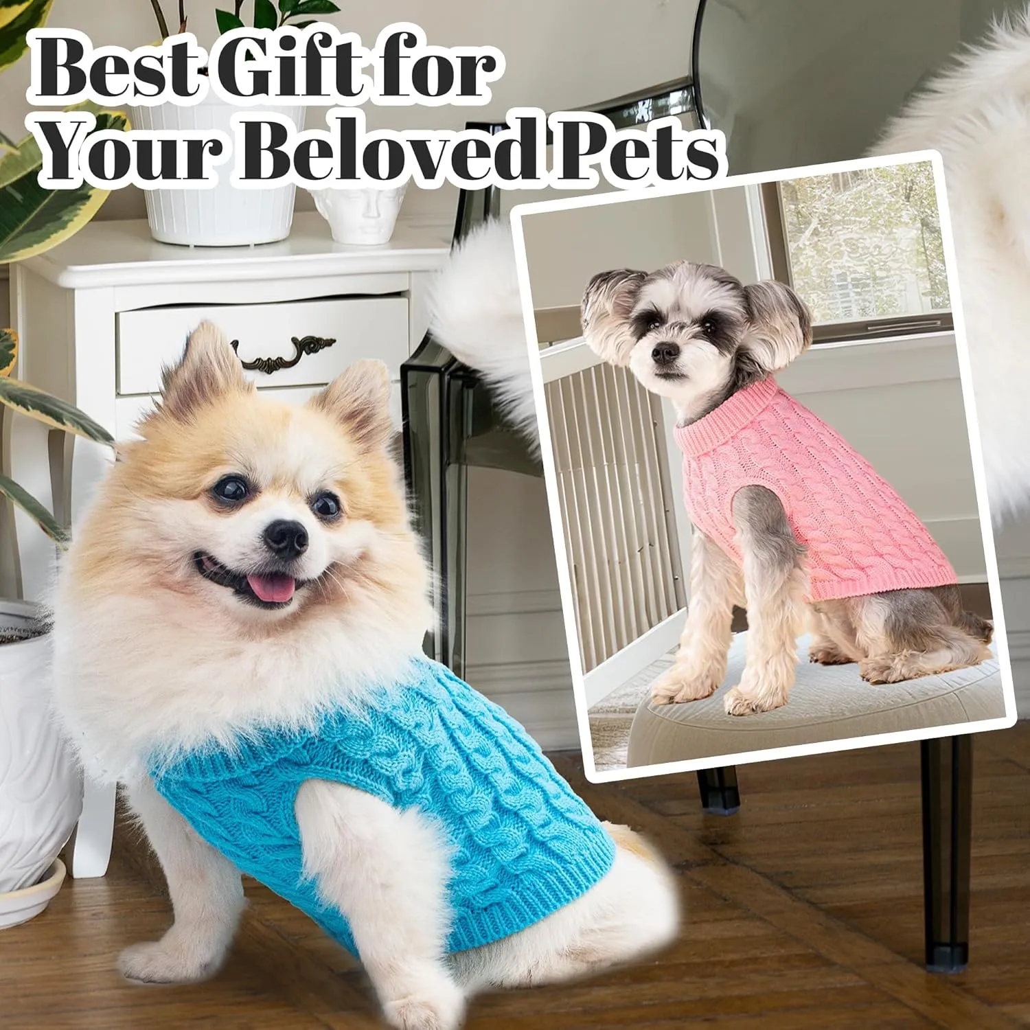 Dog Sweater, Black M Pullover Sweater, Turtleneck Knitwear, Puppy Outfits for Small and Medium Dogs, Warm Clothes for Bulldog, Poodle, Yorkshire etc.