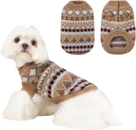 Dog Sweater Soft Warm Dog Clothes Knitted Cat Sweater Classic Thick Pet Pullover Cute Winter Dog Sweatersfor Winter Puppy Kitten Sweater for Small Medium Girl Boy Coffee X-Small