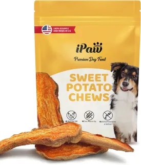 Dog Sweet Potato Chews Made in USA, Single Ingredient Dog Treats for Vegetarian, All Natural Human Grade Puppy Chew, Rawhide Alternative, Hypoallergenic, Easy to Digest