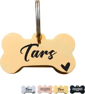 Dog Tags Personalized Dog Tag for Pets Dog Tag ID Tags for Dog Double-Sided Engraved Stainless Steel Dog Tag ID Name Tag for Cat Puppy Pet Collar Dog Name Tags(Gold, Bone,L)