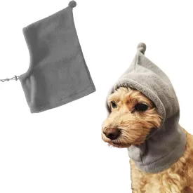 Dog Winter Hat, Leopard Dog Flannel Hat Pet Christmas Winter Warm Caps Cute Accessories Neck Ear Warmer Pullover Hood Warm Scarf, Calming Dog Hood for Noise Protection (Grey, Large)