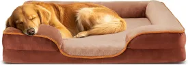 DUMOS Orthopedic Dog Bed, Washable Dog Couch Bed with Removable Cover, Waterproof Pet Bed for Medium Size Dogs, Memory Foam Pet Bed Non-Slip Base, Brown
