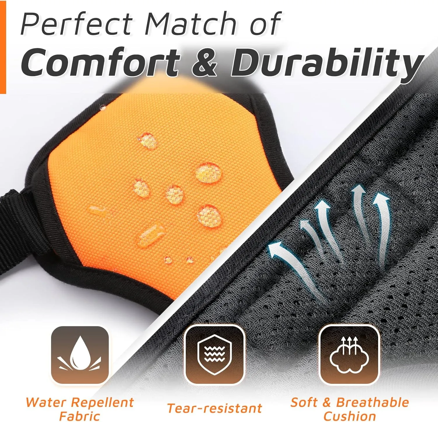 Eagloo Dog Harness for Large Dogs, No Pull Service Vest with Reflective Strips and Control Handle, Adjustable and Comfortable for Easy Walking, No Choke Pet Harness with 2 Metal Rings, Orange, L