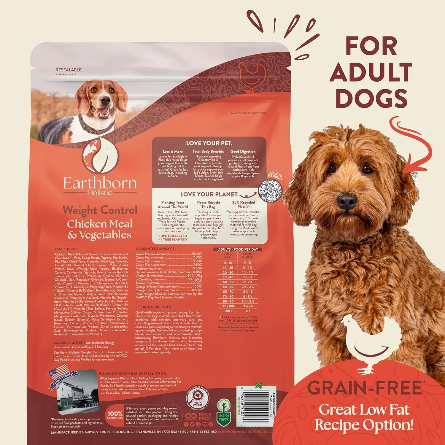 Earthborn Holistic Weight Control Chicken Meal & Vegetables Grain-Free, Low-Fat Dry Food for Adult Dogs (12.5 lb. Bag)