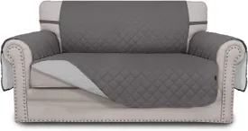 Easy-Going Reversible Loveseat Couch Cover for 2 Cushion Couch Sofa Cover for Dogs Water Resistant Furniture Protector with Foam Sticks Elastic Straps for Pet (Loveseat, Gray/Light Gray)