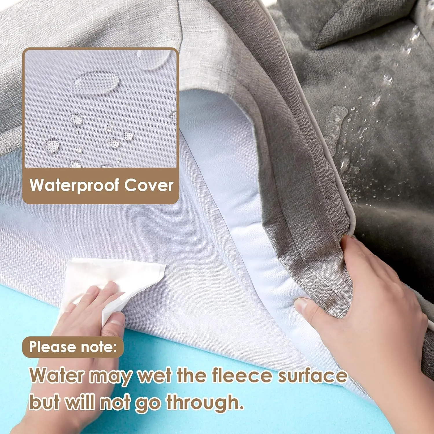 EHEYCIGA Orthopedic Dog Bed for Medium Dogs, Waterproof Memory Foam Medium Pet Beds with Sides, Non-Slip Bottom and Egg-Crate Foam Dog Couch Bed with Washable Removable Cover, Grey