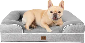 EHEYCIGA Orthopedic Dog Bed for Medium Dogs, Waterproof Memory Foam Medium Pet Beds with Sides, Non-Slip Bottom and Egg-Crate Foam Dog Couch Bed with Washable Removable Cover, Grey