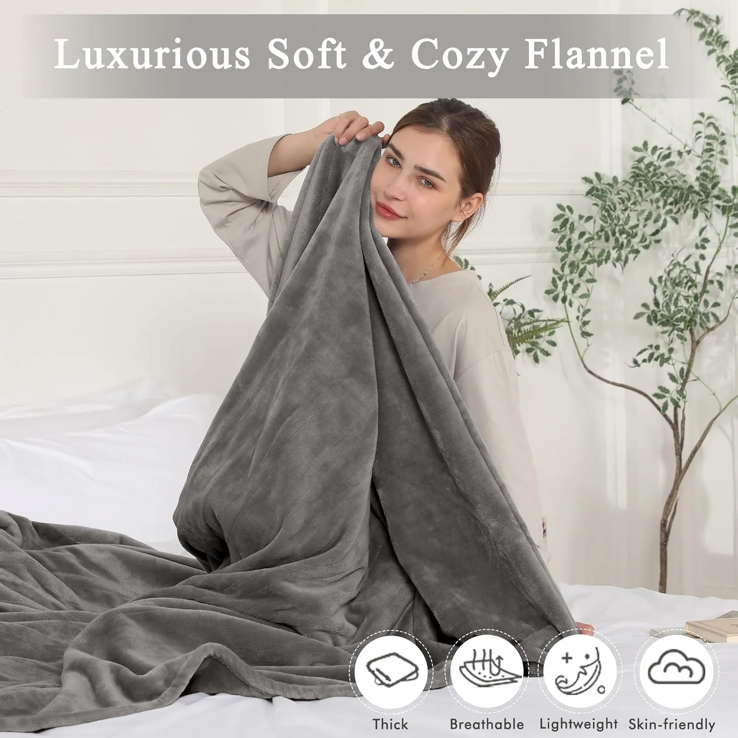 Electric Blanket Heated Blanket Full Size, Super Soft Cozy Upgraded Flannel Heating Blanket with 6 Heating Levels & 1-10 Hours Auto Off, Fast Heating & ETL & FCC Certification, 72" x 84", Silver Gray