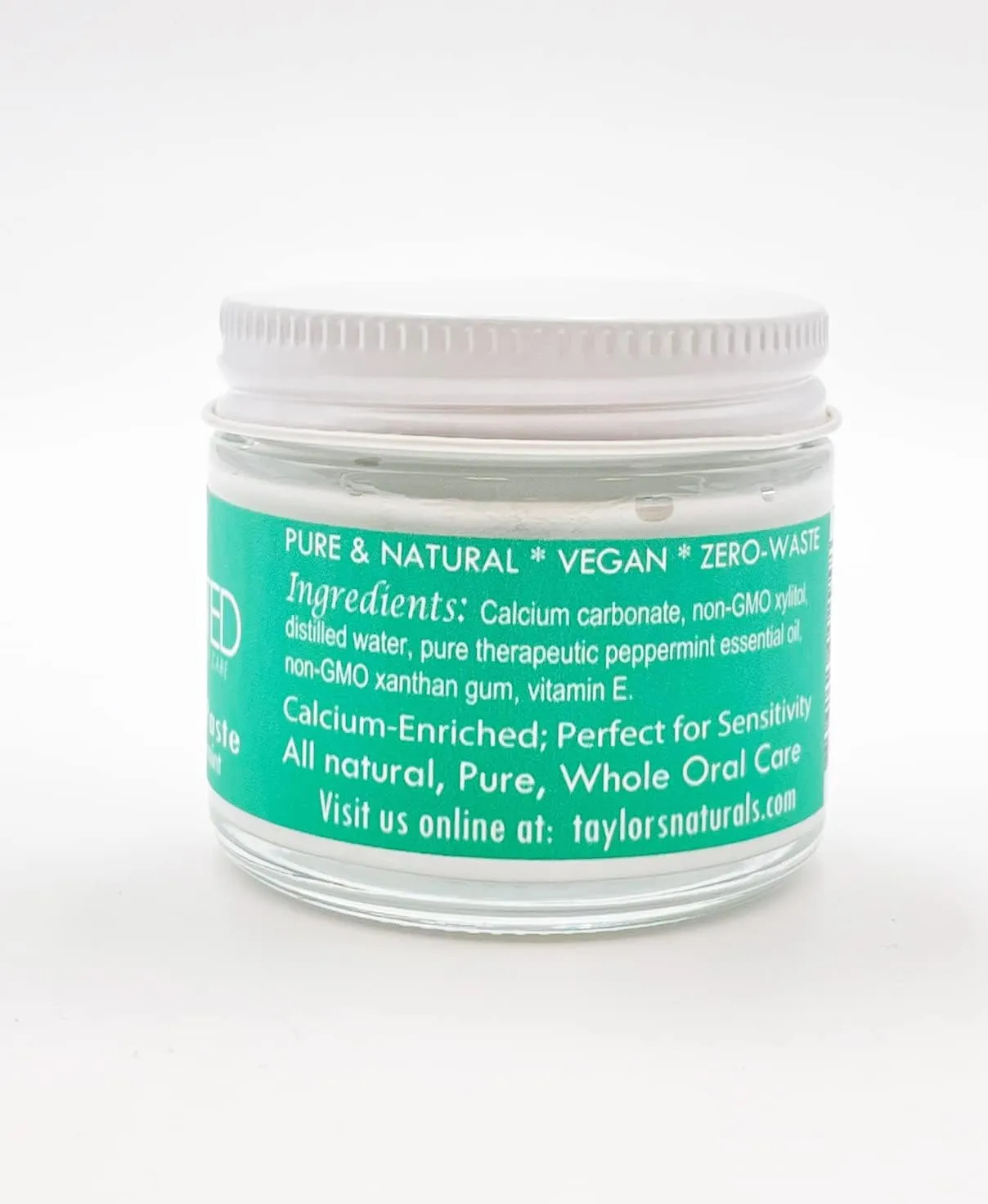 Elevated All Natural Fluoride Free Toothpaste - SLS Free Vegan Toothpaste - Glass Jar - 4 Flavors - Made in USA (Peppermint)