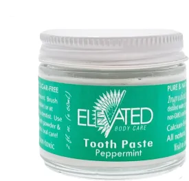 Elevated All Natural Fluoride Free Toothpaste - SLS Free Vegan Toothpaste - Glass Jar - 4 Flavors - Made in USA (Peppermint)