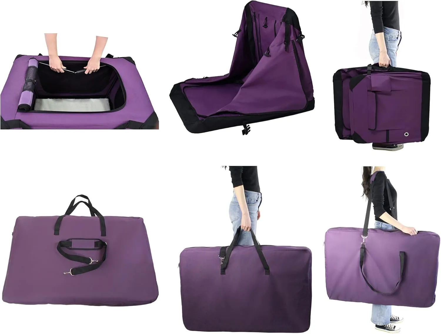 EliteField 4-Door Folding Soft Dog Crate with Curtains, Carrying Bag and Fleece Bed (2 Year Warranty), Indoor & Outdoor Pet Home (36" L x 24" W x 28" H, Purple 4 Door Curtains)