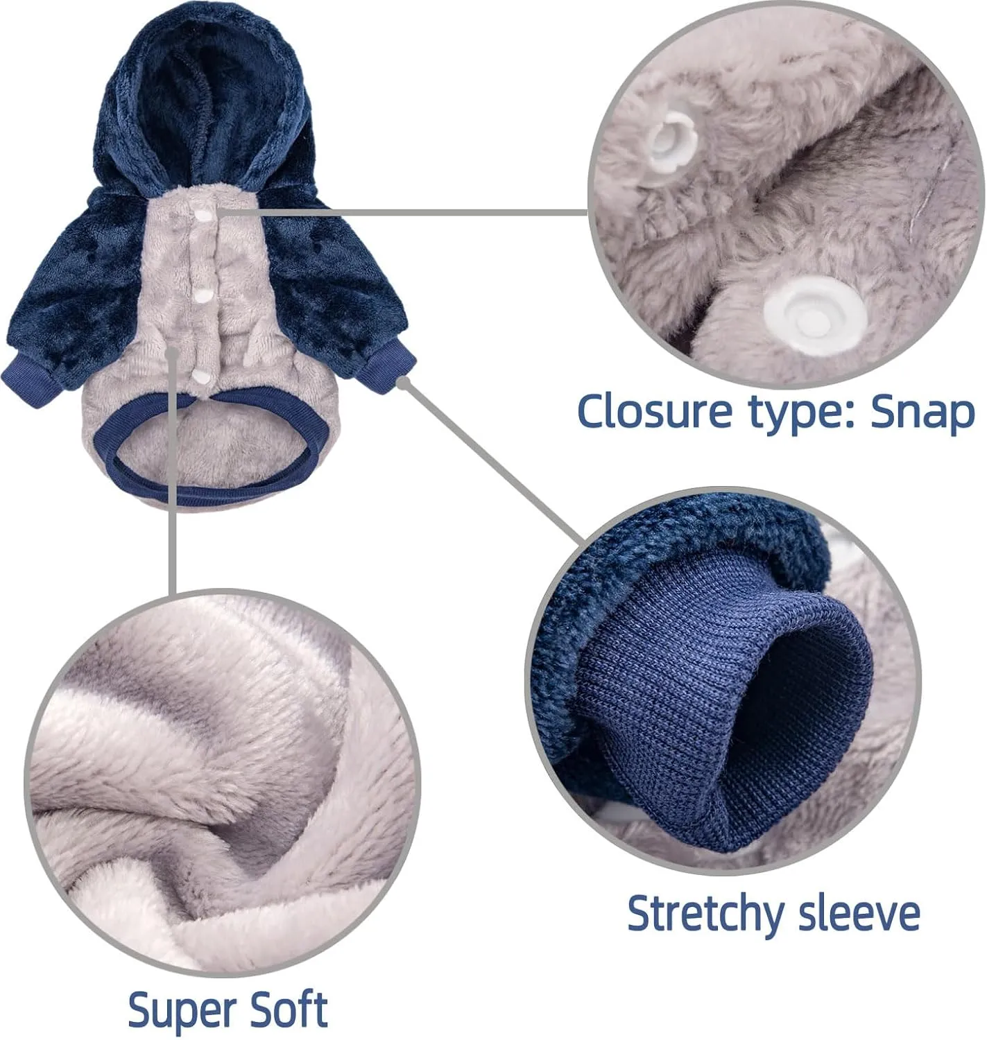 FabriCastle Dog Hooded Sweater, Dog Clothes XXS XS for Small Dogs Male & Cats, Soft and Warm Pet Coat, Winter Pet Jacket, Doggy Apparel Costumes, Puppy Outfits Snap On Hoodies (Grey Body, X-Small)